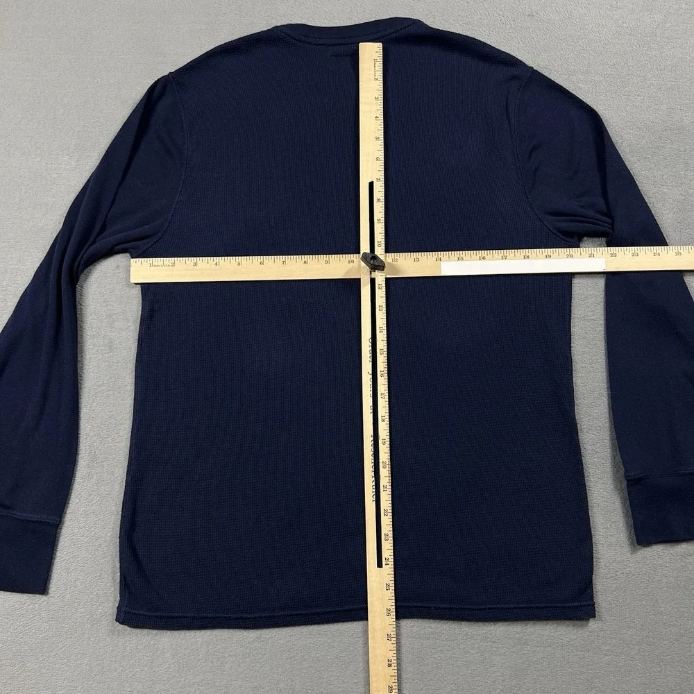 Polo Ralph Lauren Shirt Mens L Blue Waffle Knit Thermal Preppy Long Sleeve